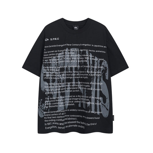 Y2K mens shirt vintage alphabet print short sleeve t-shirt