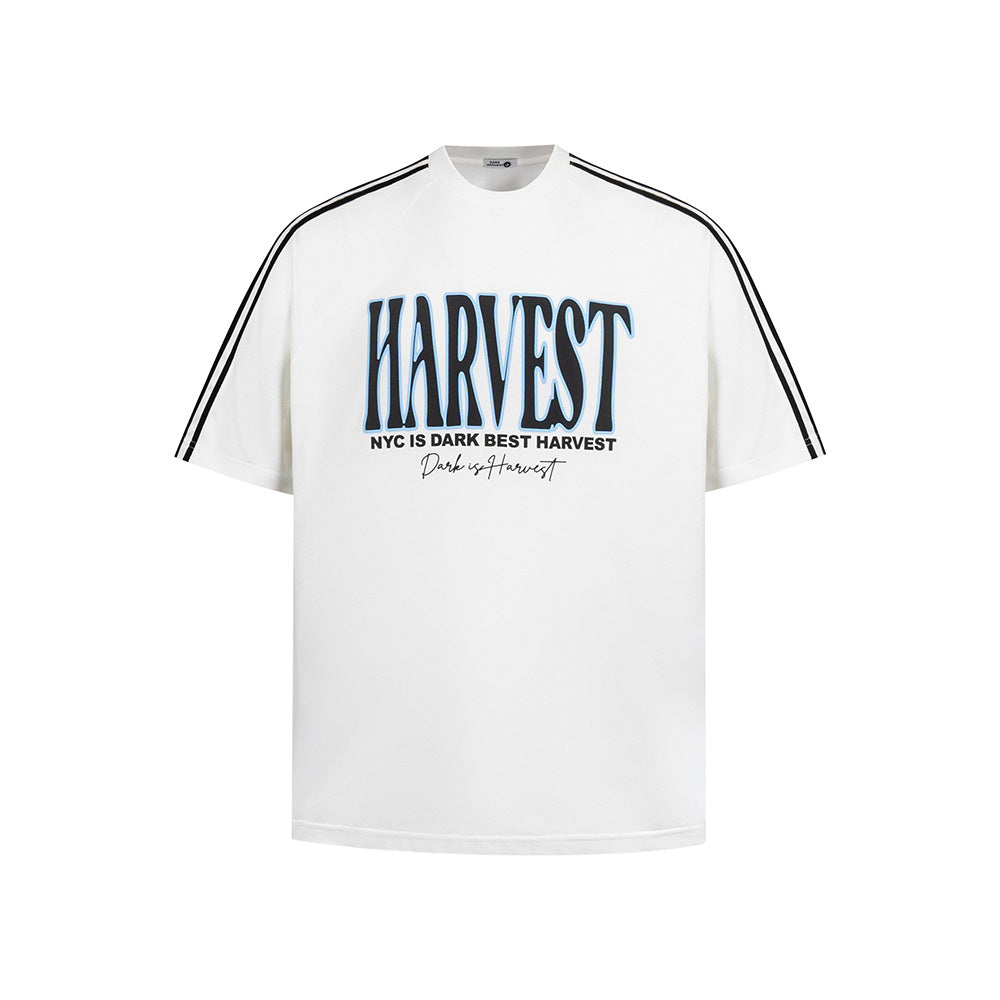 New York Hip Hop Style Casual Short Sleeve Vintage Webbing Alphabet Print T-Shirt