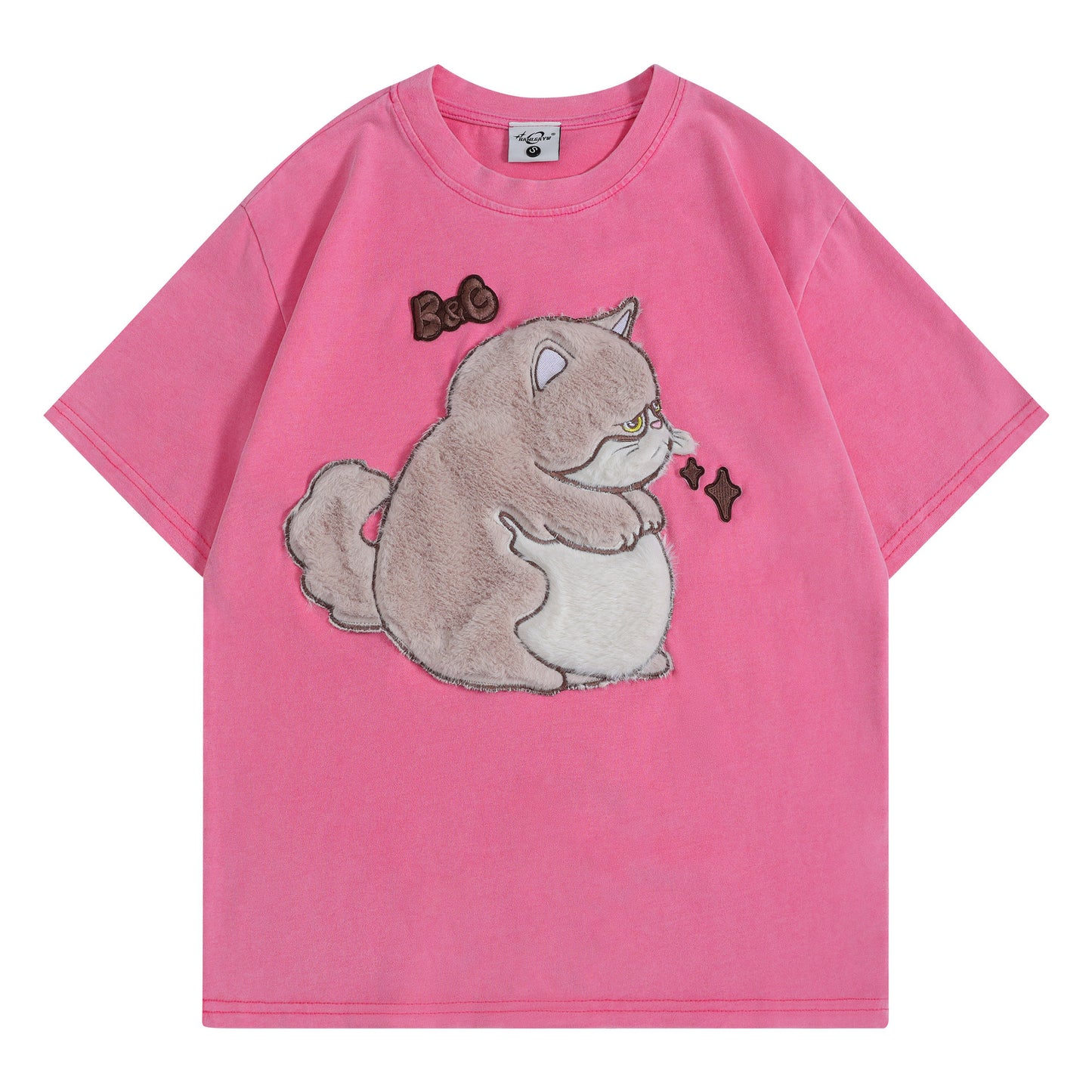 Camisetas streetwear Summer, Vintage Pussy Casual Loose Short Sleeve T-Shirt