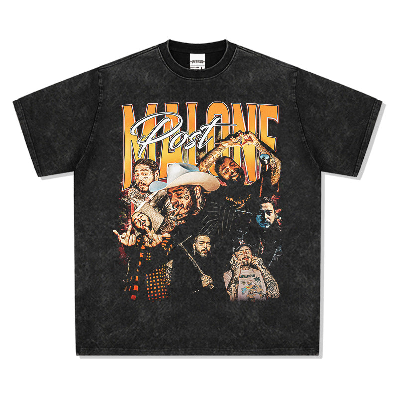New york hip hop shop vintage hip hop Potz Ma Long Post Malone print short sleeve t-shirt