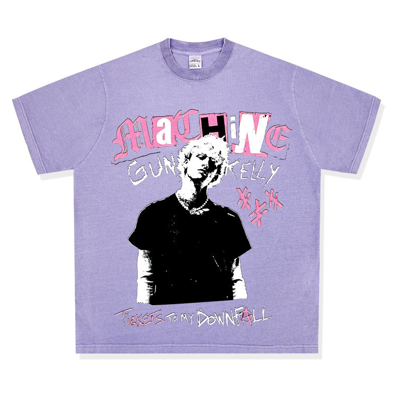 Cool t rapper vintage hip hop mgk print short sleeve t-shirt