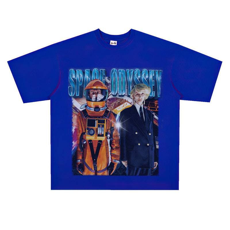Film Star T Shirt Movie 2001 Space Roaming Printing Personalized Cotton Short Sleeve Loose round Neck Retro T-shirt