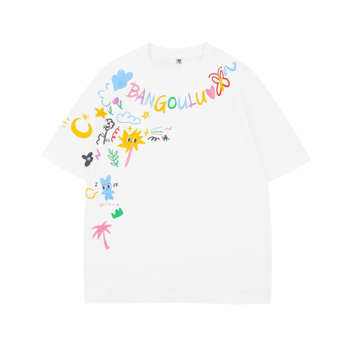US drip outfits Summer Vintage Color Alphabet Print Casual Loose Short Sleeve T-Shirts