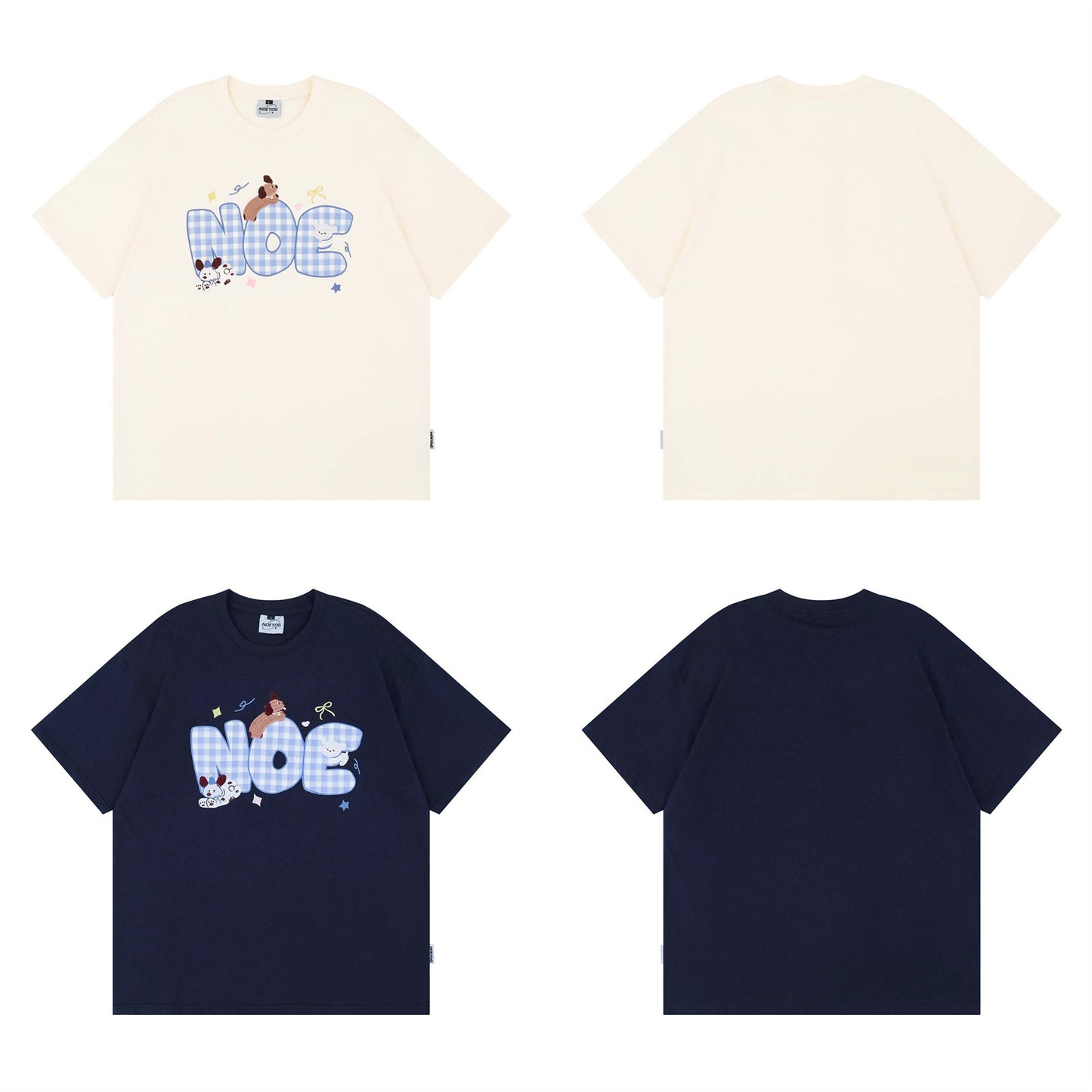 Nyc T Shirt Vintage Puppy Embroidery Crew Neck Short Sleeve T-Shirt Oversize T-Shirt