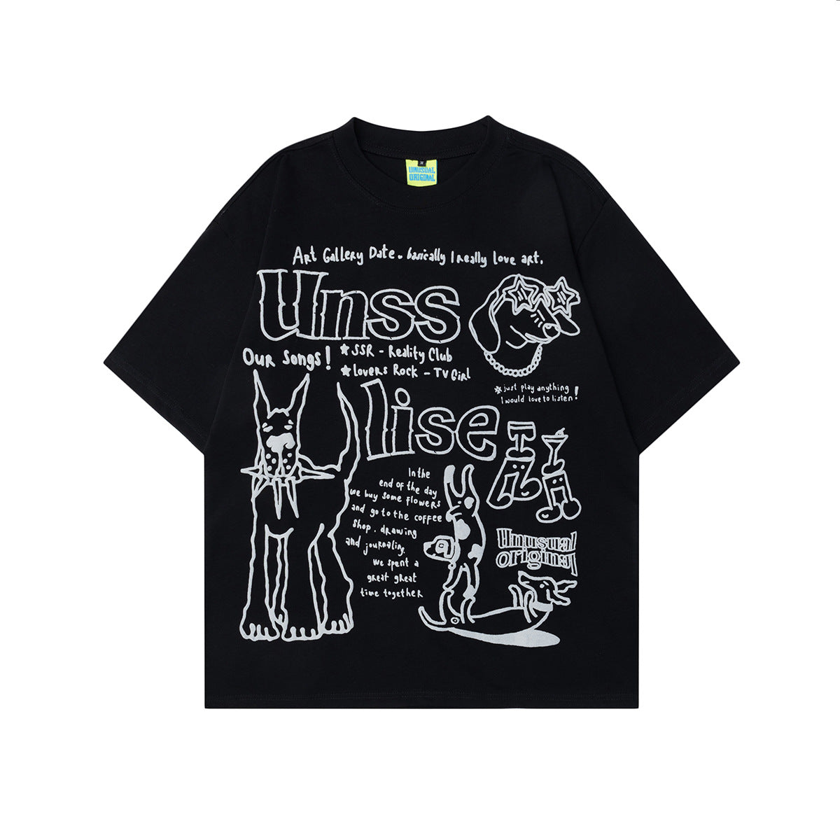 90s West Coast Hip Hop Fashion T Shirts Fun Graffiti Foam Puppy Short Sleeve T-Shirt