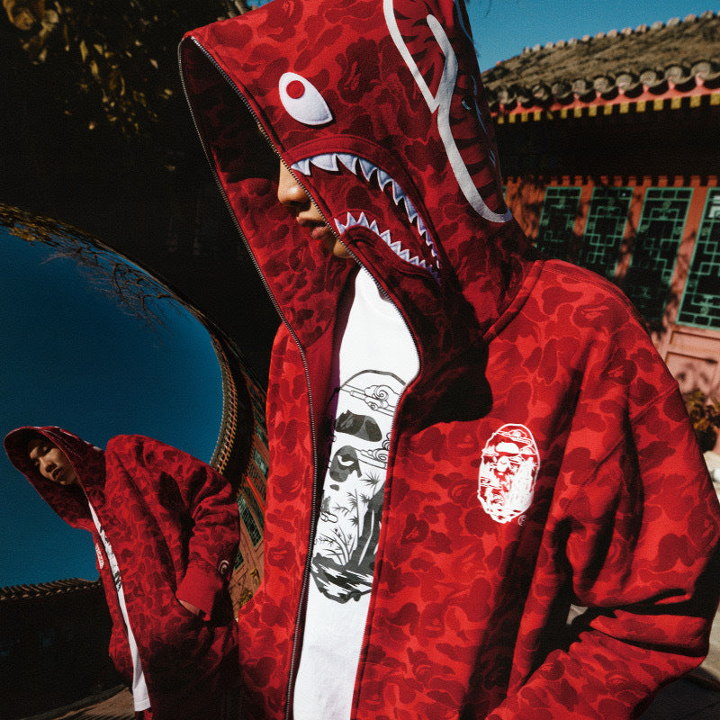 Ape Hoodie Anniversary Full Zip Hoodie Camo Shark Hooded Sweater Jacket