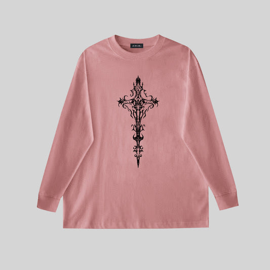 Amiri Sweatshirt AMI pattern print crew neck long sleeve men and women