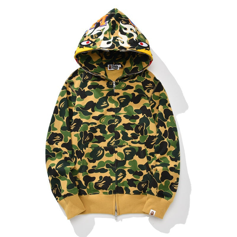 Ape Hoodie Joint S24 Falcon Full Zip Camouflage Loose Hooded Sweater