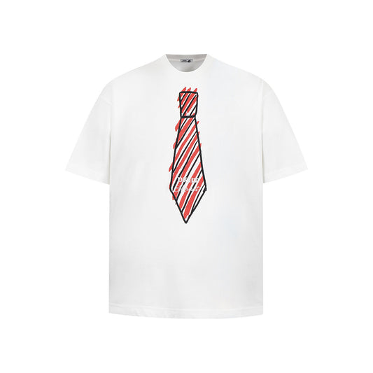 Nostalgia T Shirts Vintage Tie Creative Graffiti Print Short Sleeve T-Shirt