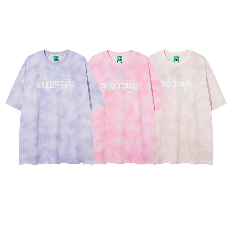 Nyc T Shirt Tie-dye Crew Neck Short Sleeve T-Shirt Summer Loose Casual Top