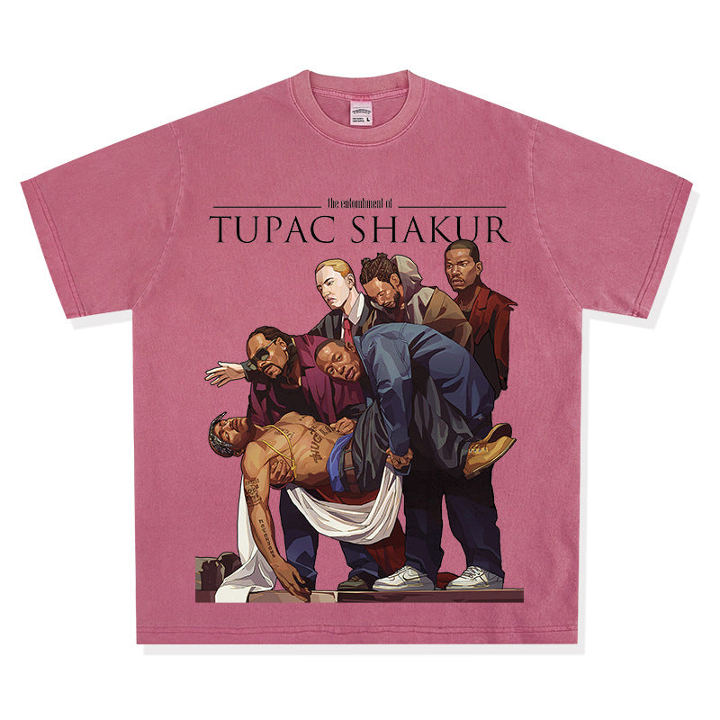 New york hip hop shop Homage TUPAC SHAKER 2PAC old printed short sleeve t-shirt