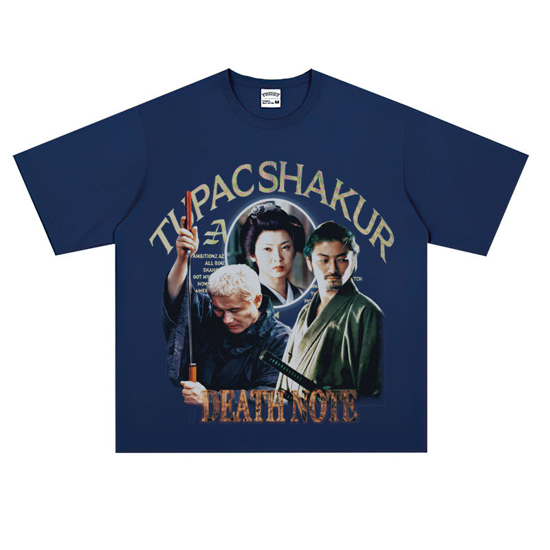 Film Star T Shirt Japanese Movie Zatōichi Loose Street Cotton T-shirt Men