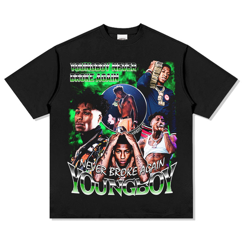 Streetwear Masculino Retro Hip Hop Young Boy Print Short Sleeve T-Shirt