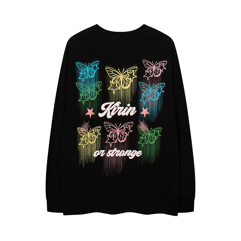 Vintage T Shirts Hip Hop Foam Print Long Sleeve T-Shirt Autumn oversize