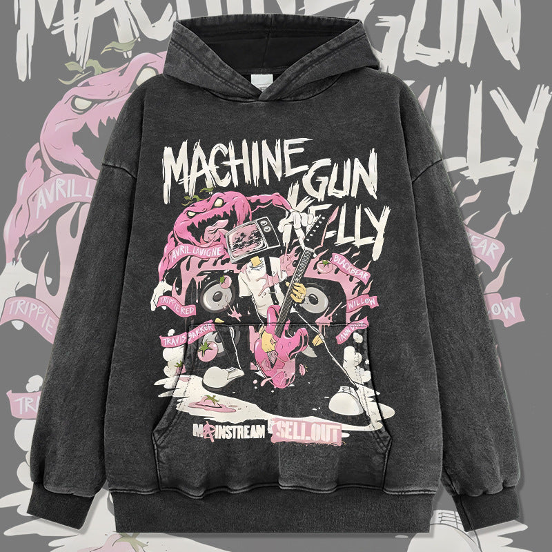 Marcas streetwear usa vintage hip hop mgk print crew neck sweater