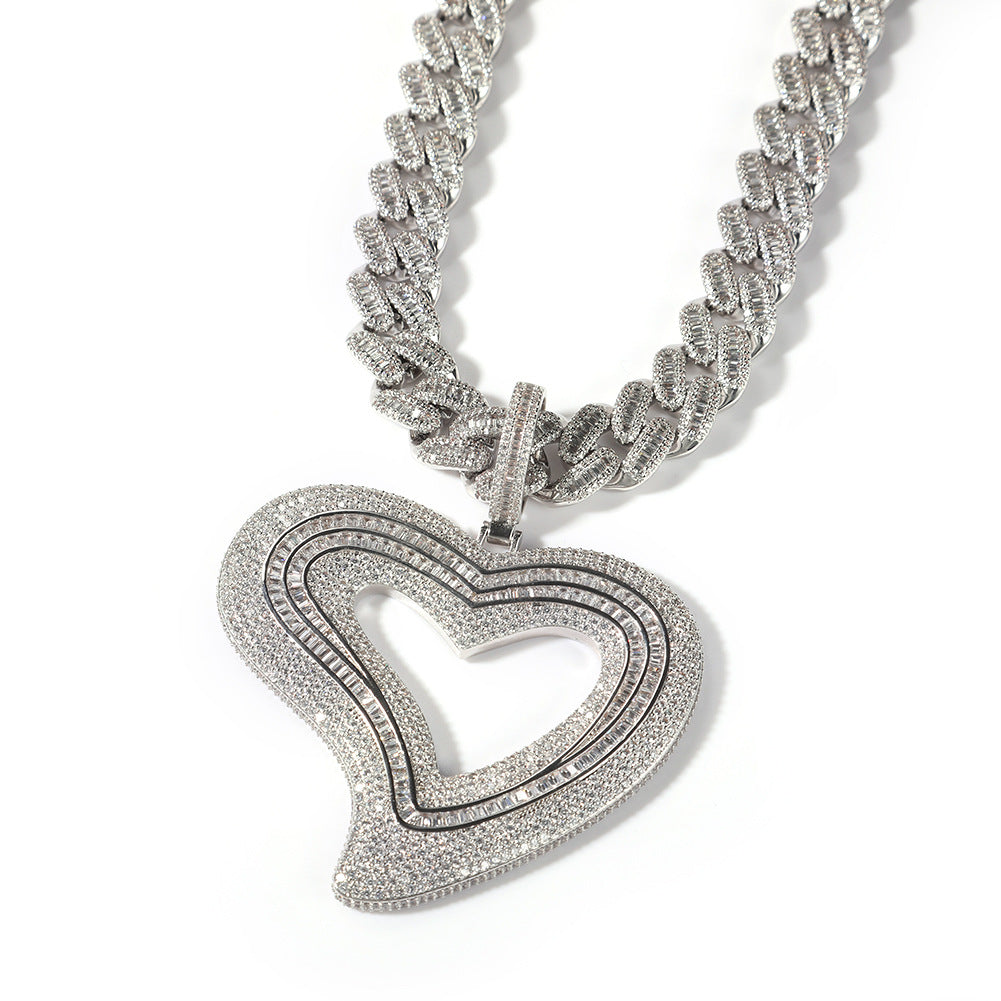 Jewelry ins Bronze Zircon Large Heart Necklace Spectrum St. Valentine's