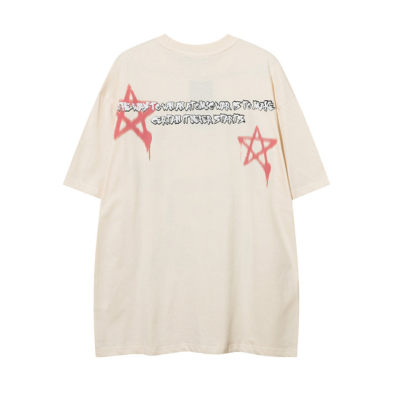 Vintage T Shirts Hip Hop Cartoon Print Short Sleeve T-Shirt