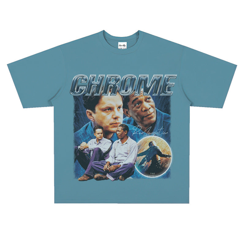 Film Star T Shirt Shawshank's Redemption Street Style Short Sleeve Loose Retro American T-shirt Men