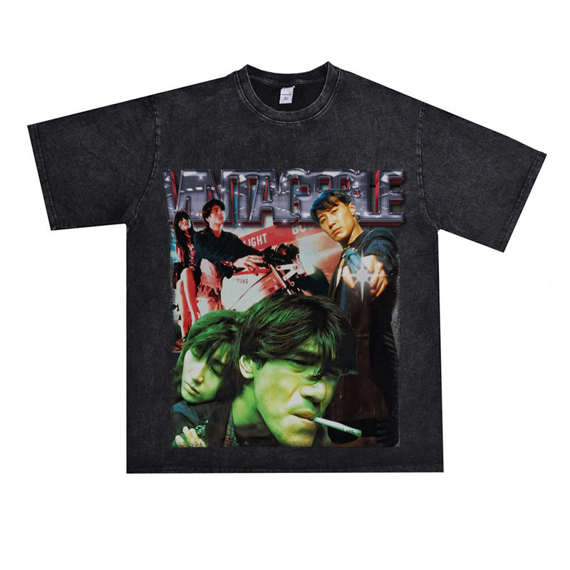Film Star T Shirt Movie Fallen Angel Short Sleeve Loose Retro American Street T-shirt Men and Women