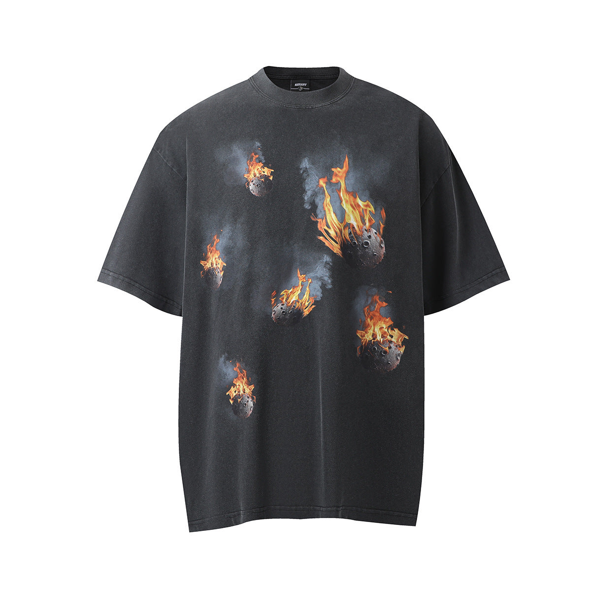 Remeras rock nacional t-shirt short sleeve loose flame meteorite print
