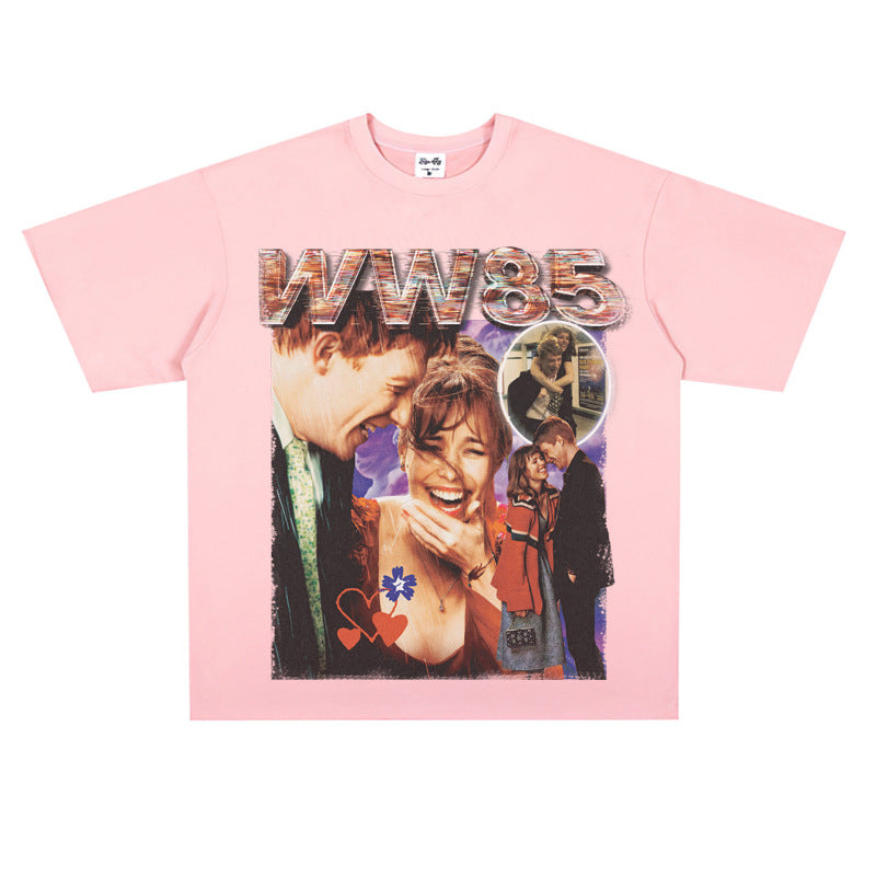 Film Star T Shirt Movie Space-Time Love Traveler Short Sleeve Loose Retro Printed T-shirt Men and Women