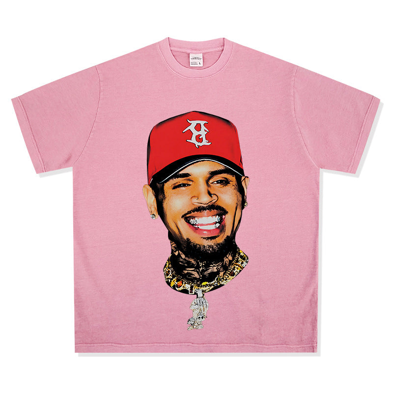 New york hip hop shop vintage chris crown print short sleeve t-shirt