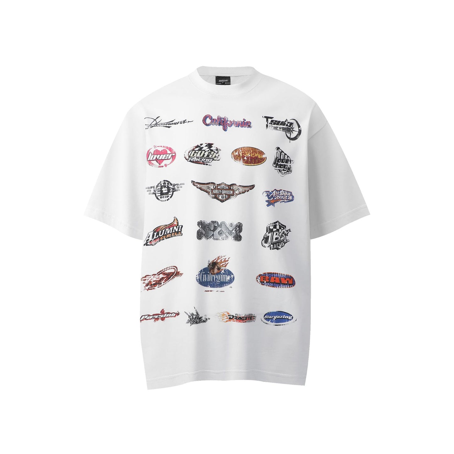 Hip hop shirt retro t-shirt short sleeve loose old print