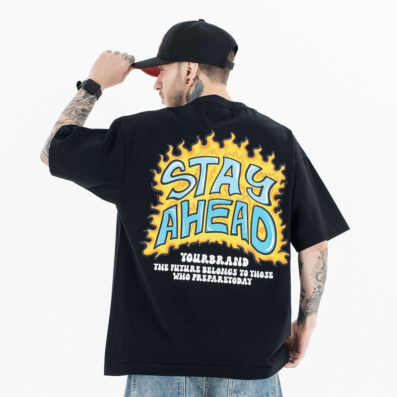 Vic Streetwear Summer Cartoon Print Short Sleeve T-Shirt