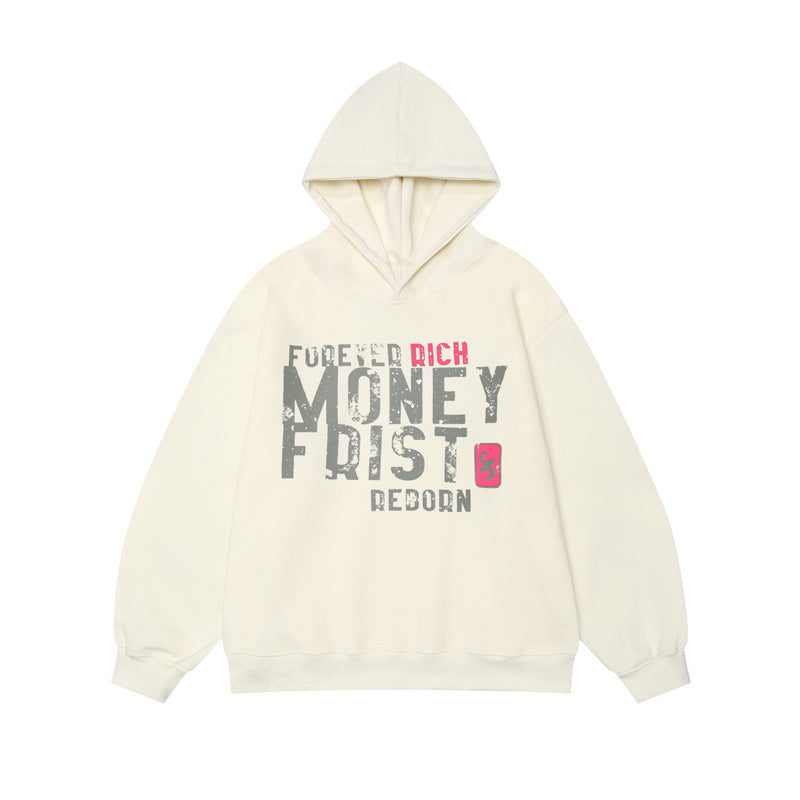 Streetwear Hoodie Vintage Alphabet Print Hooded Sweater Oversize Hoodie