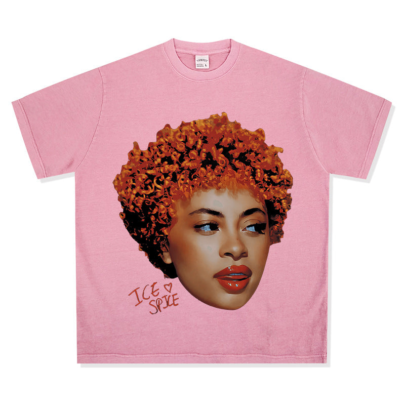 Cool t rapper vintage hip hop Ice Spice print short sleeve t-shirt