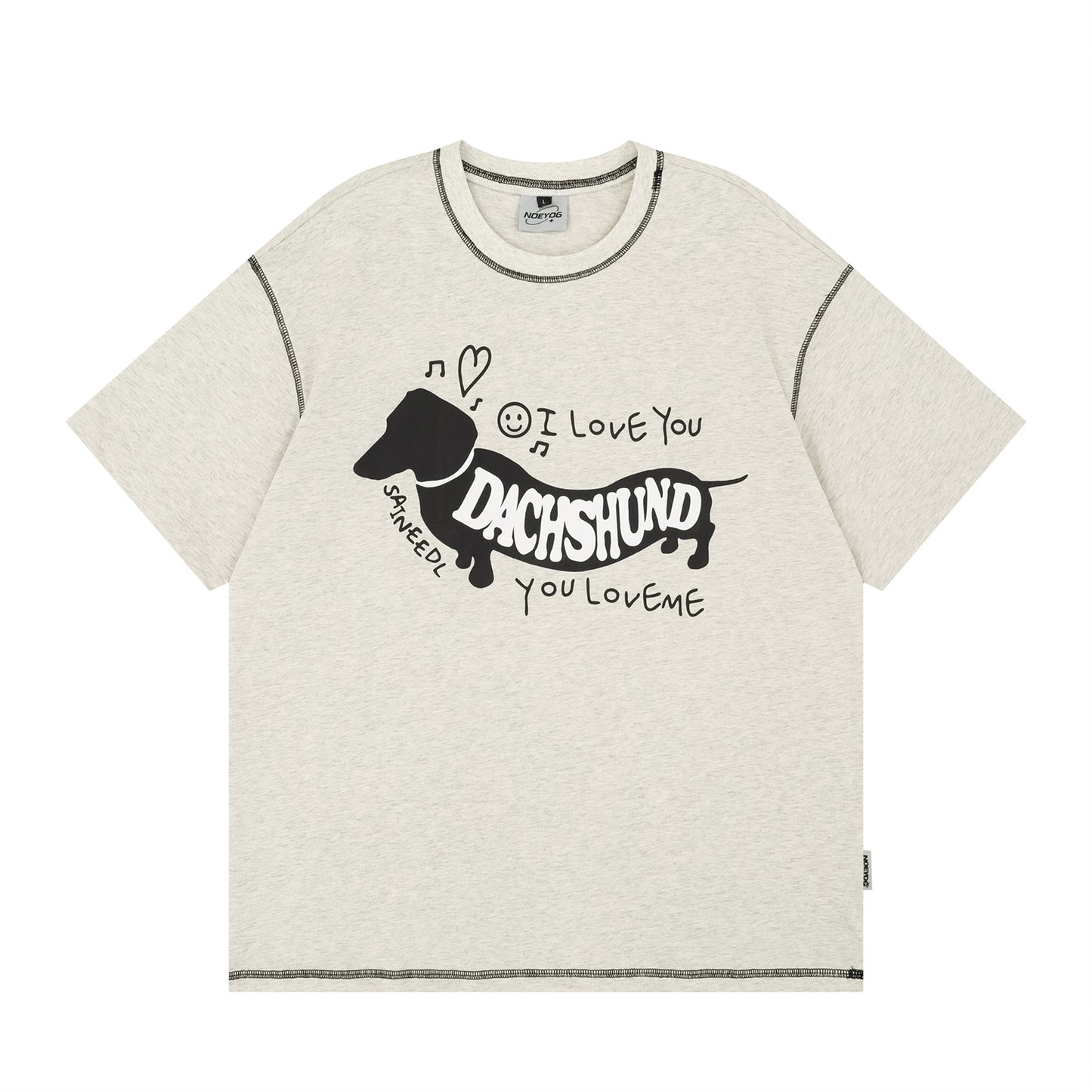 Distorted vintage puppy letter print short sleeve t-shirt summer oversize casual top