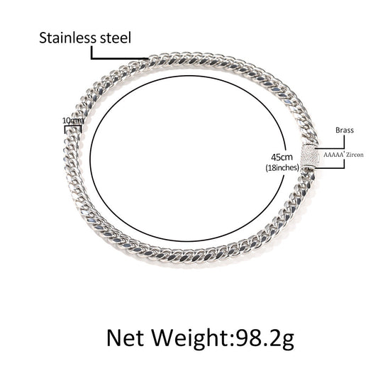 Bracelet Stainless Steel Necklace Jewelry Sense Zircon Cuban Chain Spectrum St. Valentine's