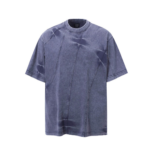 Camisas Retros Vintage Washed Old Spliced T-Shirt Short Sleeve