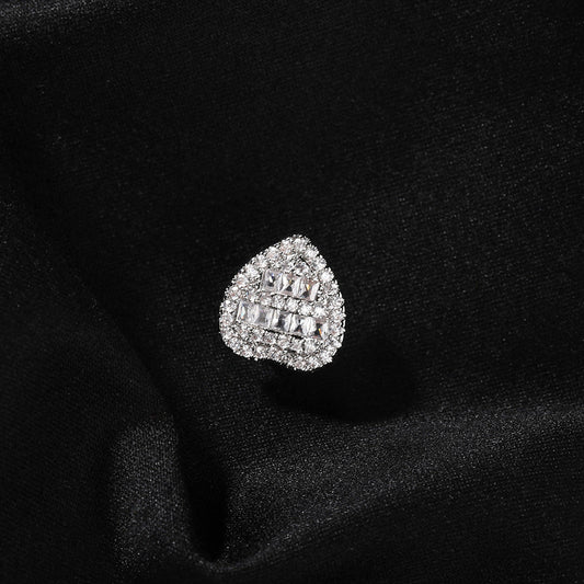Grillz T Square Zircon Gold Love Single Teeth Braces Hip Hop Spectrum