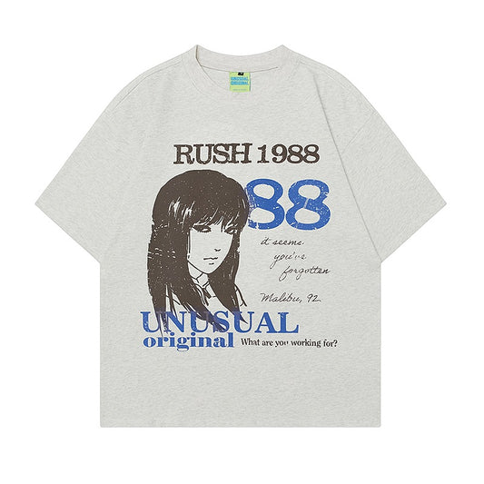 90s West Coast Hip Hop Fashion T Shirts Vintage Hand Drawn Comic Portrait Print Short Sleeve T-Shirt