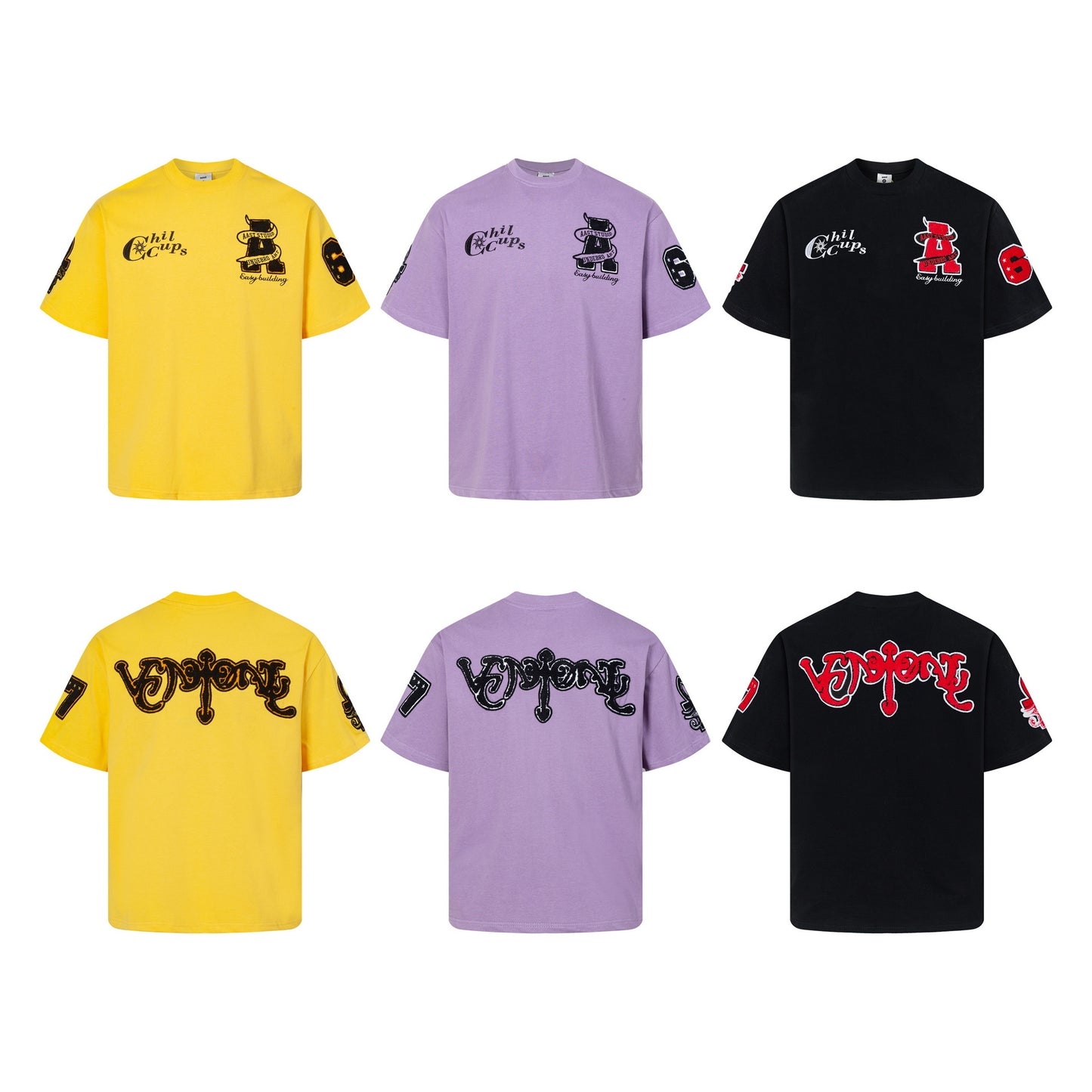 Hip Hop Clothing Summer Short Sleeve Vintage Embroidered T-Shirt Short Sleeve