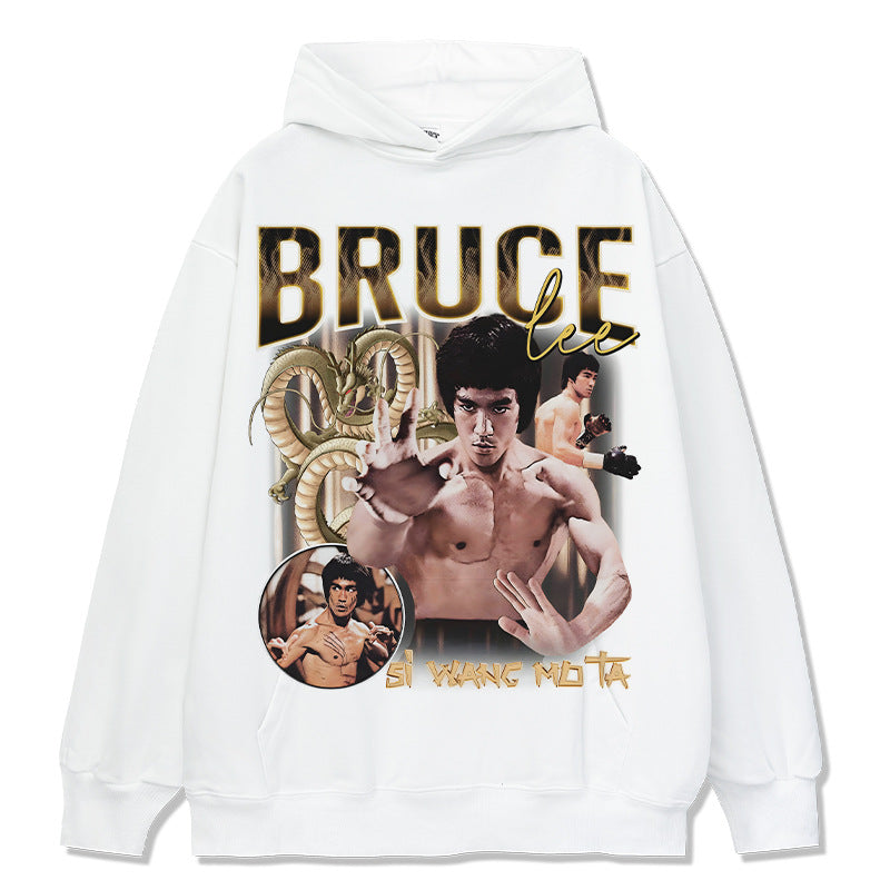 Marcas streetwear usa vintage bruce lee print hoodie hoodie