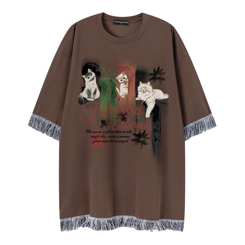Camisetas streetwear Summer Vintage Pussy Casual Loose Short Sleeve T-Shirt