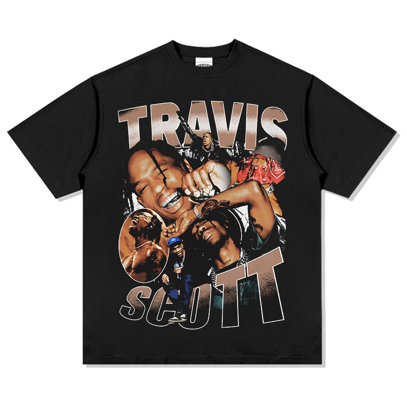 Cool t rapper hip hop Travis Scott print long sleeve short sleeve t-shirt Vintage