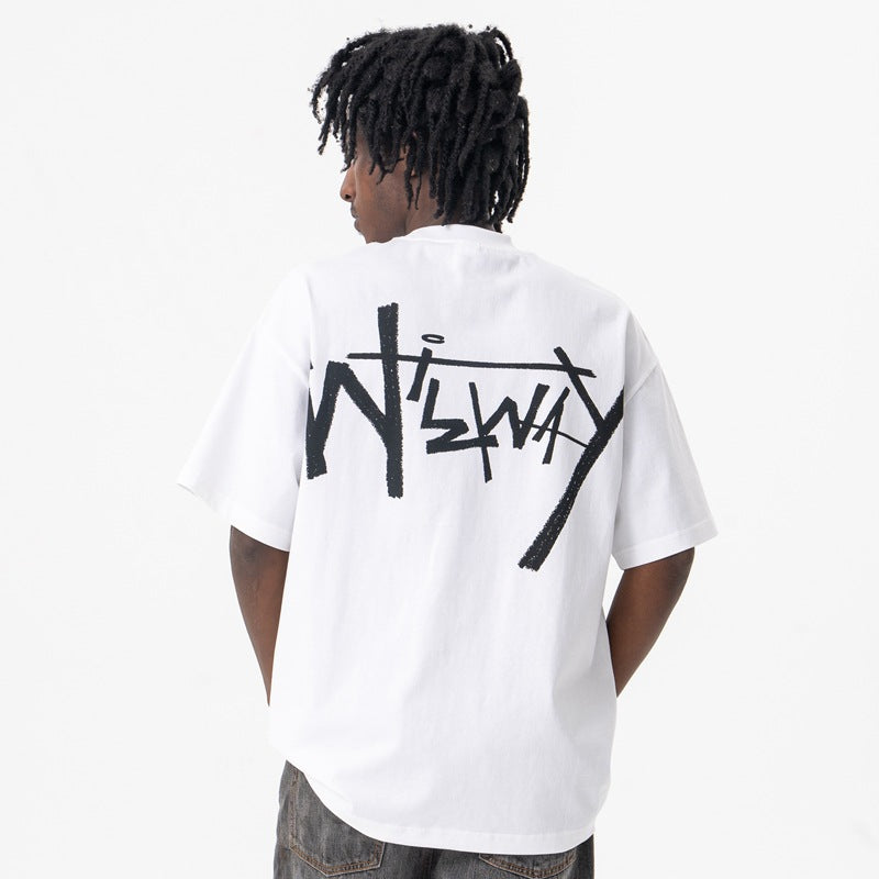 Vintage 90s Hip Hop Clothing Summer Vintage Graffiti Short Sleeve T-Shirt