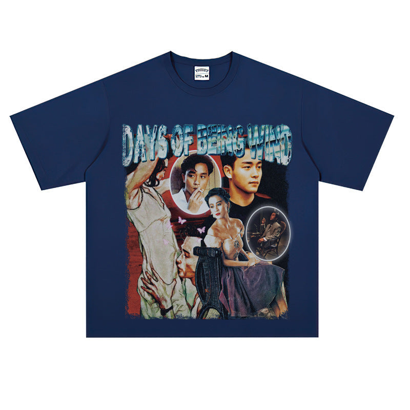 Film Star T Shirt Classic Movie Zhang Guorong Afei Short Sleeve Loose Retro Street Printing T-shirt