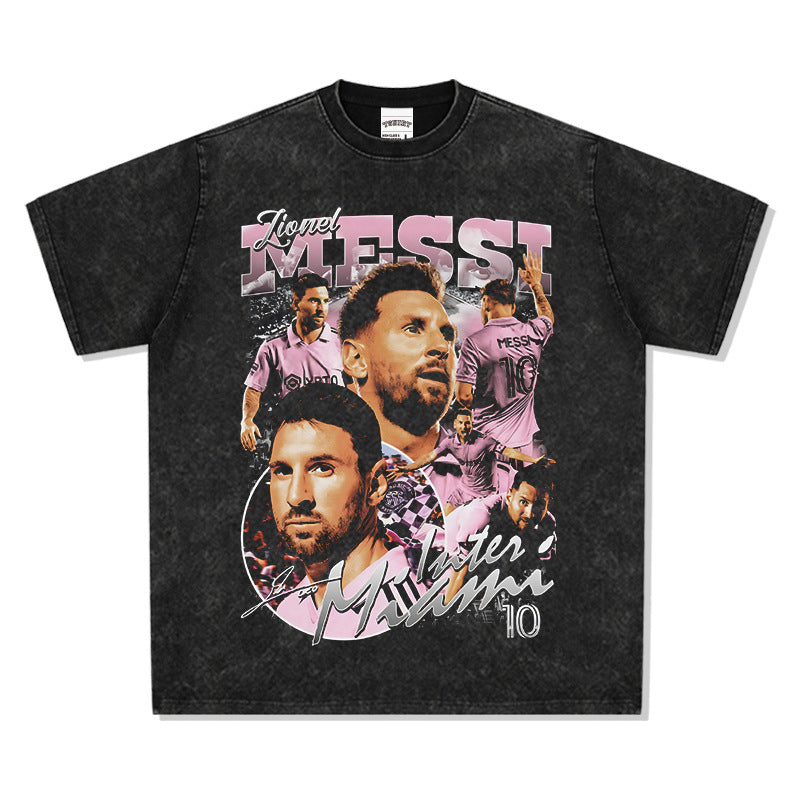 Marcas streetwear usa vintage messi print long sleeve short sleeve t-shirt