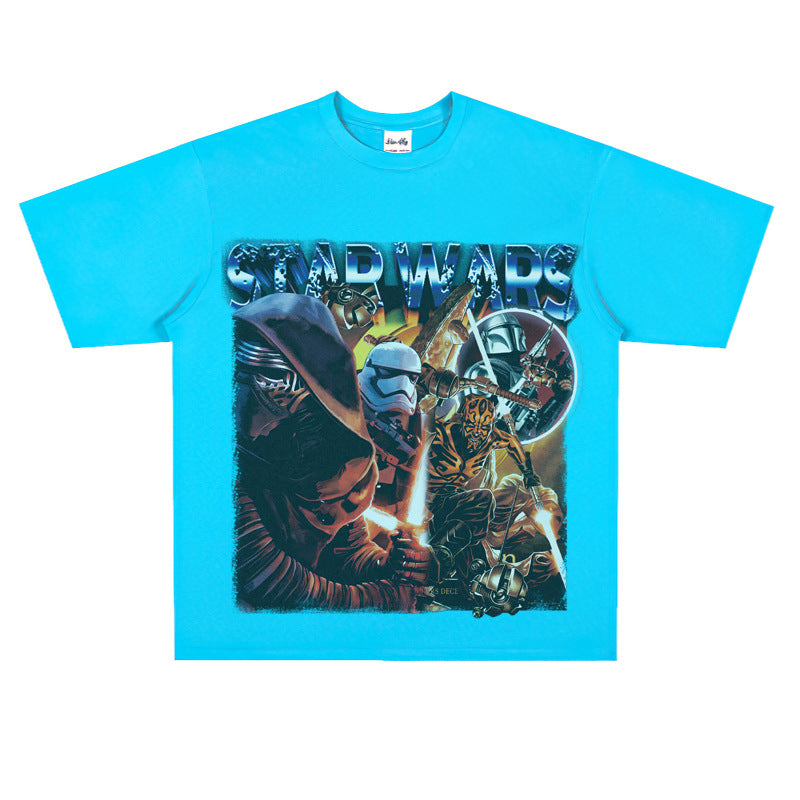 Film Star T Shirt European and American Classic Star Wars Movie Short Sleeve Loose Retro T-shirt