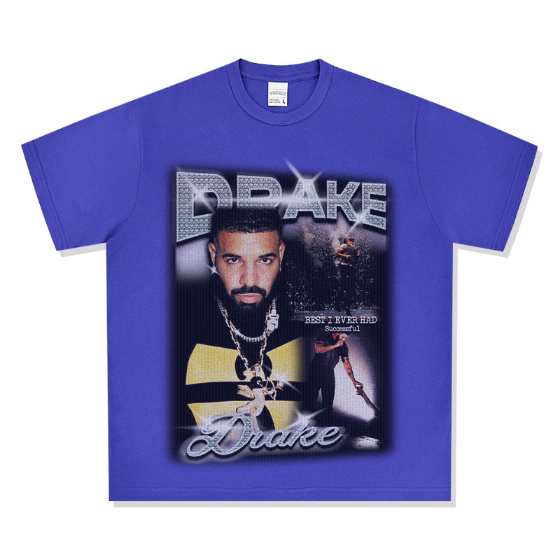 Streetwear masculino Drake print hip hop short sleeve T shirt