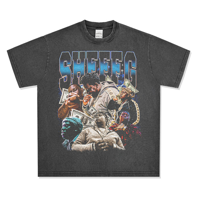 Outfit streetwear retro hip hop Sheffield SheffG print short sleeve t-shirt