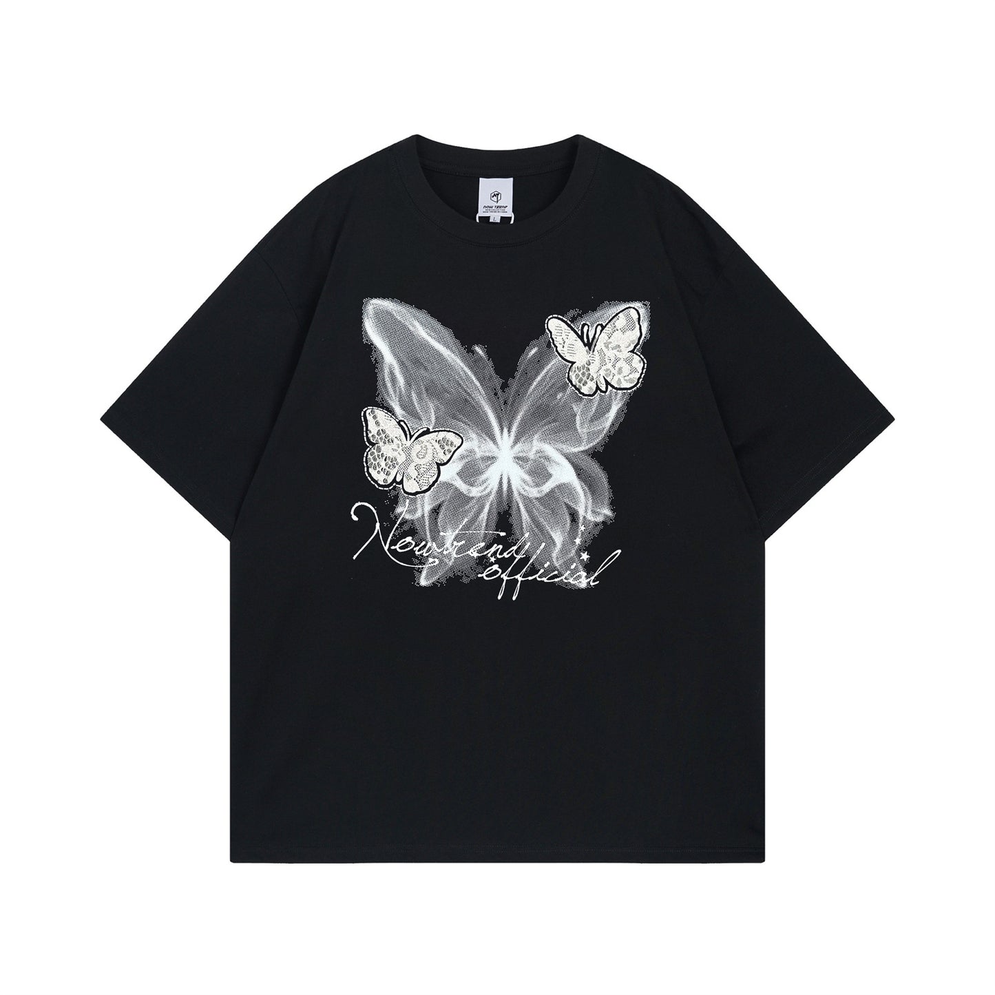 USA Vintage T-Shirt Stickers Lace Cloth Butterfly Men Summer Loose
