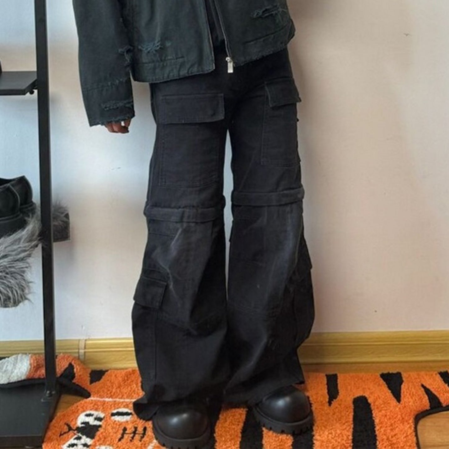 Rock Revival Jeans Flared Cargo Washed Overalls