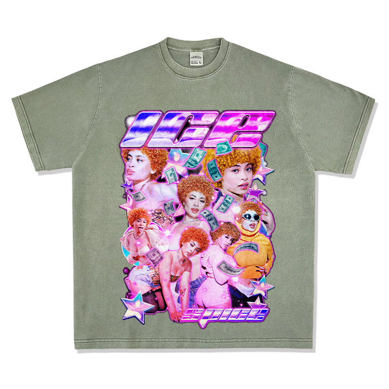 Cool t rapper vintage hip hop Ice Spice Ice Spice Print Short Sleeve T-Shirt
