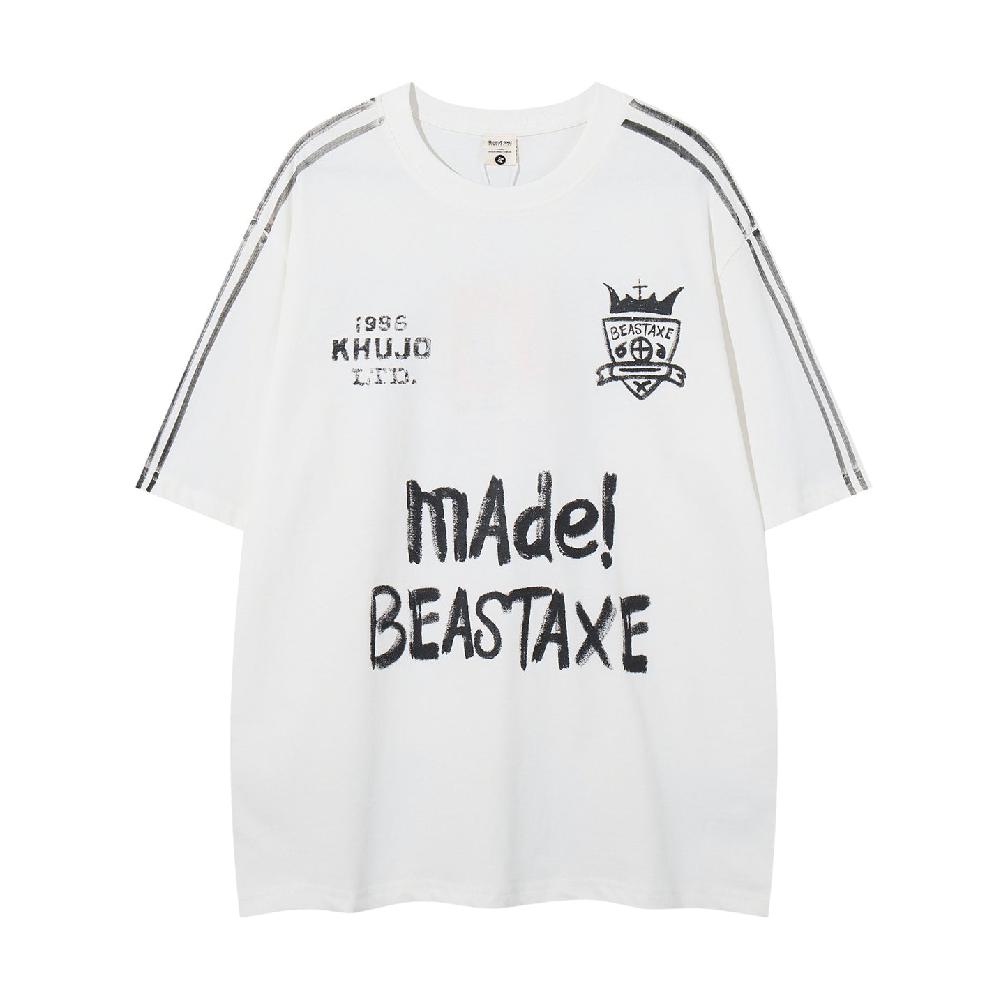 Distorted vintage letter print crew neck short sleeve t-shirt summer top