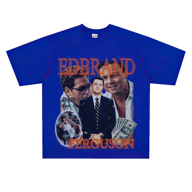 Film Star T Shirt Loose Heavy American Retro Street Personality T-shirt Men